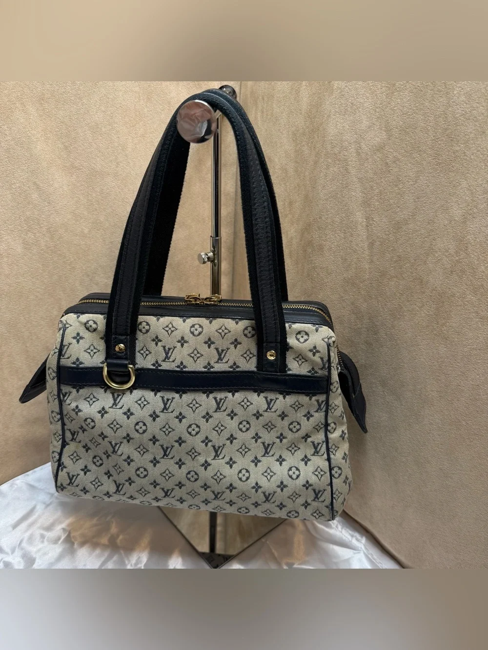 Louis Vuitton Mini Lin Canvas Satchel Bag Top Handle-see callouts